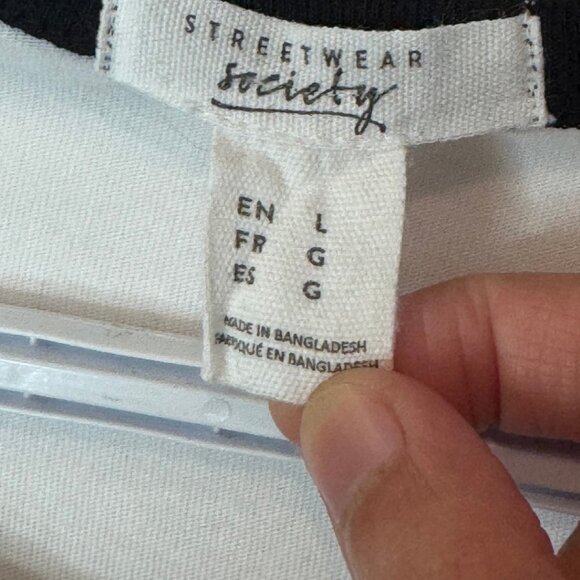 Streetwear Society white "Good Vibes" ringer t-shirt size L - Picture 4 of 4